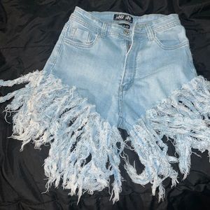 Distressed jean shorts